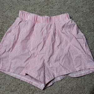 High Waist Pink Striped Women's Shorts